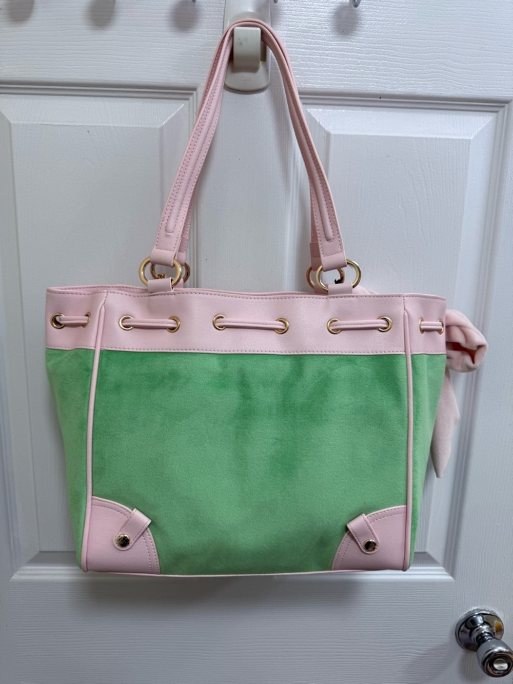NWT Juicy Couture Classic Scottie Dog Daydreamer Tote in Retro Green/Powder Blsh - Picture 6 of 7